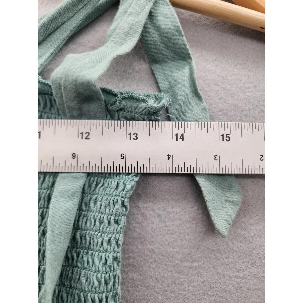 White Crow Sage Green Smocked Tie Strap Midi Dress Women Size Medium Boho Beachy - Picture 12 of 13